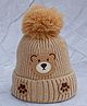 DukieKooky Tere Wool Bear Embroidered Pom Pom Embellished Cap - Brown - Circumference 36 Cm