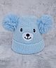 DukieKooky Tere Wool Bear Designed Pom Pom Embellished Cap - Blue - Circumference 40 Cm