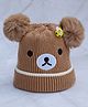 DukieKooky Tere Wool Teddy Bear Designed Pom Pom Detailed Beanie - Brown - Circumference 36 Cms