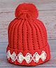 DukieKooky Tere Wool Bow Applique Detailed Beanie - Red - Circumference 38 Cms
