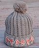 DukieKooky Tere Wool Bow Applique Detailed Beanie - Grey - Circumference 38 Cms