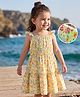 Kookie Kids Cotton Woven Sleeveless Frock With Floral Print - White