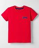 Kookie Kids Single Jersey Knit Half Sleeves Solid Color T-Shirt HD Text Print - Red