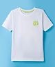 Kookie Kids Single Jersey Knit Half Sleeves Solid Color T-Shirt with HD Text Print - White