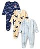 Bonfino 100% Cotton Knit Full Sleeves Nautical Theme & Sea Life Printed Printed Sleepsuits Pack of 3 - Multicolour