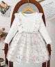 tior Mesh Knit Full Sleeves Floral Embroidered Frill Detailed Dress - White