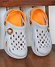 Toothless Colour Blocked Astronaut Applique Detailed Perforated Slingback Clogs - Light Grey & Orange