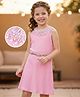 Hola Bonita Knit Sleeveless Halter Neck Pleated Dress with Belt & Pearl Detailing - Pink