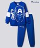 Honeyhap Marvel Terry Knit Full Sleeves Oversized Sweatshirt & Track Pant Set with Captain America Graphic - Blue