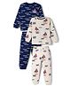 Bonfino 100% Cotton Knit Full Sleeves Night Suit With Nautical Theme Print Pack Of 2 - Navy Blue & White