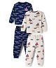 Bonfino 100% Cotton Knit Full Sleeves Night Suit With Nautical Theme Print Pack Of 2 - Navy Blue & White