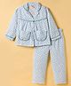Dew Drops Poplin Woven Full Sleeves Co-ord Night Suit With Floral Print - Green