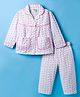 Dew Drops Poplin Woven Full Sleeves Co-ord Night Suit With Floral Print - Pink