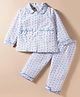Dew Drops Poplin Woven Full Sleeves Co-ord Night Suit With Floral Print - Blue