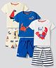 Bonfino 100% Cotton Knit Half Sleeves T-Shirts & Shorts Night Suits with Nautical Theme Print Pack of 3 - Multicolor