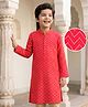 EARTHY TOUCH Single Jersey Knit Full Sleeves Foil Printed Kurta - Red