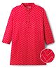 EARTHY TOUCH Single Jersey Knit Full Sleeves Foil Printed Kurta - Red