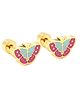 Twisty Locks Butterfly Designed Earrings - Golden