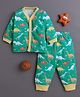 BUMZEE Cotton Knit Full Sleeves Dinosaur Printed Coordinating Jhabla & Pyjama Set - Green