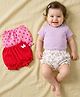 Babyoye Interlock Knit Bloomers With Polka Dot & Butterfly Print Pack of 3 - Red Pink & White