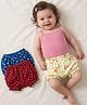 Babyoye Cotton Elastane Knit Bloomers with Floral & Polka Dot Print Pack of 3 - Maroon Navy Blue & Cream