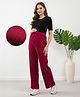Bella Mama Full Length High Coverage Maternity Rib Knit Solid Coloured Pant - Maroon