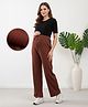 Bella Mama Full Length High Coverage Maternity Rib Knit Solid Coloured Pant - Dark Brown