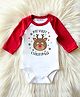 KNITROOT Cotton Knit Christmas Theme Full Raglan Sleeves My First Christmas Text Printed Onesie - Red & White