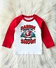 KNITROOT Cotton Knit Christmas Theme Full Raglan Sleeves Dabbin Through The Snow Text Printed Tee - Red & White
