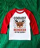 KNITROOT Cotton Knit Christmas Theme Full Raglan Sleeves Coolest Reindeer In The Sleigh Text Printed Tee - Red & White