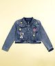 Kiddopanti Denim Woven Full Sleeves Stars Printed Crop Jacket - Blue