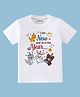 KNITROOT New Year Theme Cotton Lycra Knit Half Sleeves I Am New And So Is The Year Text Printed Tee - White