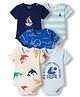 Bonfino 100% Cotton Knit Half Sleeves Onesies with Sea Life Print Pack Of 5 - Multicolor