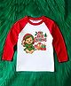 KNITROOT Cotton Knit Christmas Theme Full Raglan Sleeves My First Christmas Text Printed Tee - Red & White