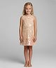 Cherry Crumble By Nitt Hyman Knit Sleeveless Sequins Embellished Floral Patch Detailed Dress - Beige