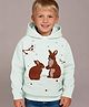 Cherry Crumble By Nitt Hyman Knit Full Sleeves Rabbit Embroidered Light Winter Hooded Sweatshirt - Mint