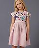 Cherry Crumble By Nitt Hyman Woven Half Sleeves Floral Embroidered Sequins Embellished Dress - Pink