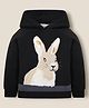Cherry Crumble By Nitt Hyman Blended Knit Full Sleeves Rabbit Embroidered Light Winter Hooded Sweatshirt - Black