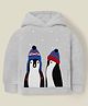 Cherry Crumble By Nitt Hyman Knit Full Sleeves Penguin Patch Detailed Light Winter Hooded Sweatshirt - Grey