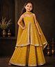 Superminis Georgette Woven Sleeveless Sequins & Gota Lace Embellished Lehenga Choli With Dupatta Set - Mustard