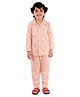 Superminis Cotton Knit Full Sleeves Hearts & Stars Printed Night Suit Set - Peach