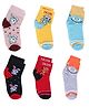 Superminis Woollen Pack Of 6 Bunny & Cartoon Printed Socks - Multi Colour Pink Yellow Sky Blue Black & Red Grey