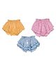 Superminis Cotton Knit Pack Of 3 Solid Frill Detailed Panties - Yellow Pink & Sky Blue