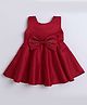 The Magic Wand Woven Sleeveless Stone Embellished Bow Applique Detailed Dress - Red
