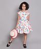 The Magic Wand Woven Cap Sleeves Floral Printed Dress With Belt - Off White
