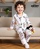Babyhug Disney Single Jersey Knit Full Sleeves Co-ord Night Suit With Mickey Mouse Print - White