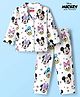 Babyhug Disney Single Jersey Knit Full Sleeves Co-ords Night Suit With Minnie Mouse Print - White