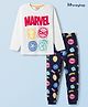 Honeyhap Marvel Single Jersey Knit Full Sleeves Night Suit With Marvel Print - White