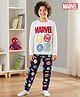 Honeyhap Marvel Single Jersey Knit Full Sleeves Night Suit With Marvel Print - White