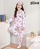 HoneyHap Disney Poplin Knit Full Sleeves Co-ords Night Suit With Lilo & Stitch Print & Pocket Detailing - Pink & White